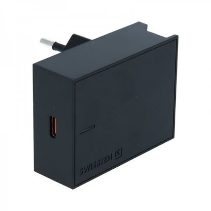 Picture of SWISSTEN Travel charger 25W+USB-C/USB-C 1.2m black