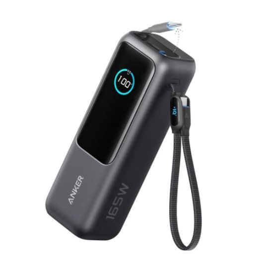 Picture of ANKER Power Bank 165W 25000mAh sa ugrađenim USB-C kablom na izvlačenje eksterna baterija CRNI